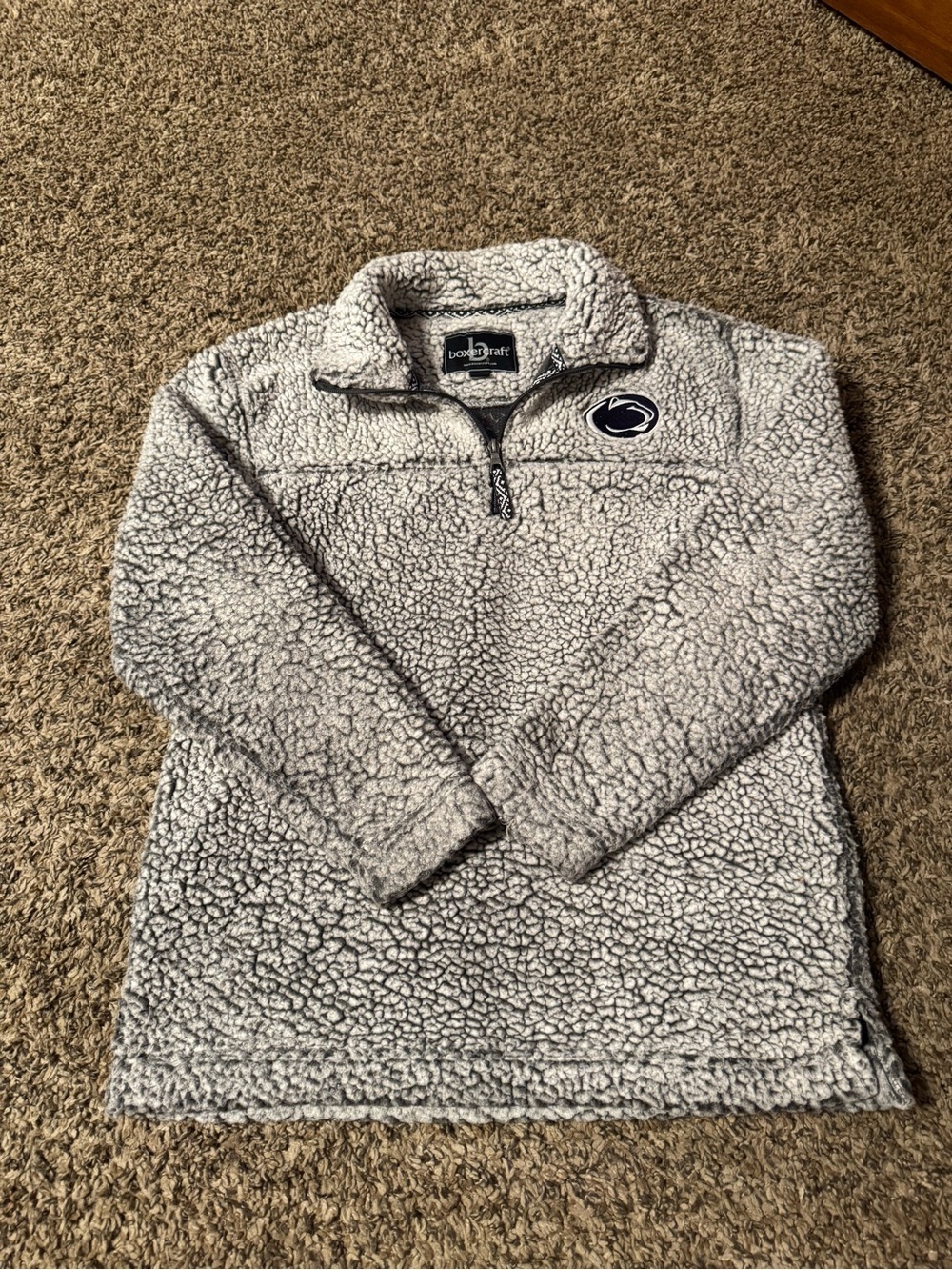 boxercraft Light Gray PSU Sherpa Teddy Quarter-Zip Jacket